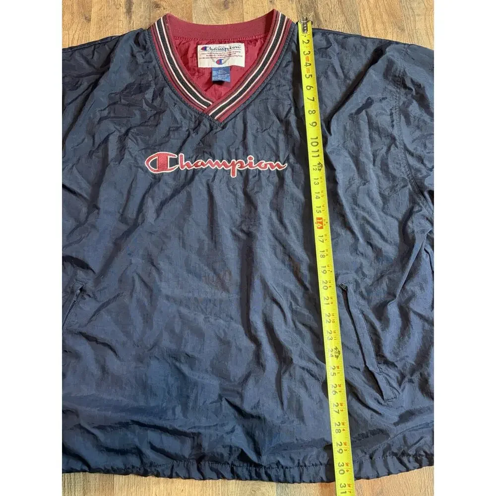 Champion Men's V Neck Spell Out Embroidered Jacket Windbreaker Size XXL